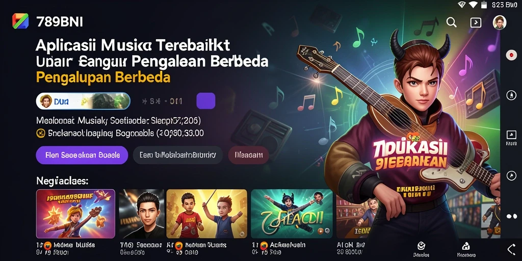 Tampilan antarmuka 789BNI dengan berbagai pilihan musik.