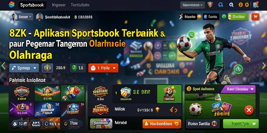 Tampilan menyenangkan dari aplikasi 8ZK dalam taruhan olahraga.