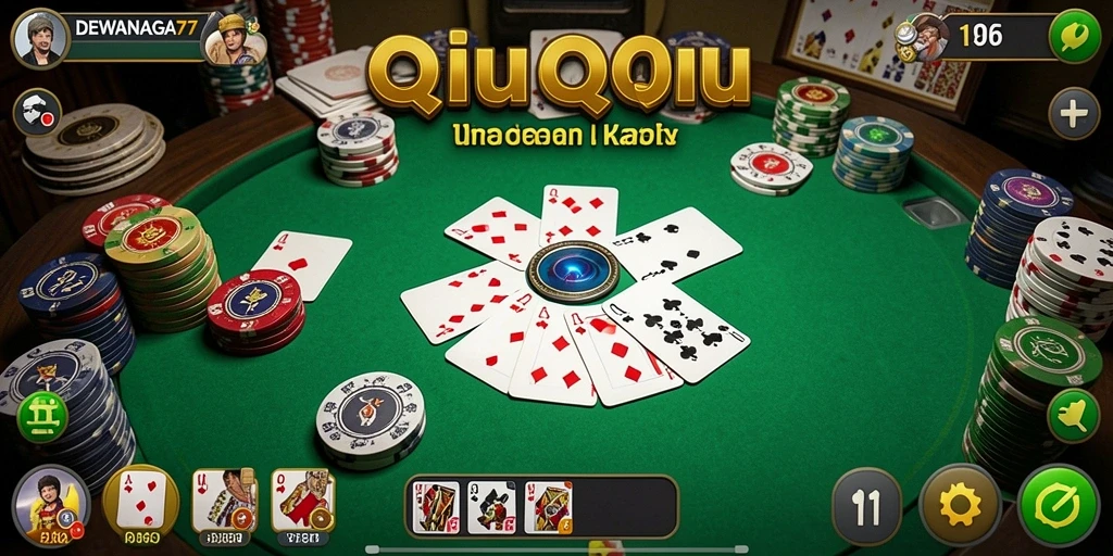 Tampilan gameplay seru permainan QiuQiu DEWANAGA77.