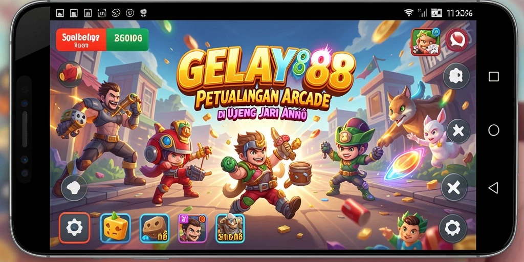 Screenshot utama memperlihatkan gameplay Arcade yang seru dan dinamis.