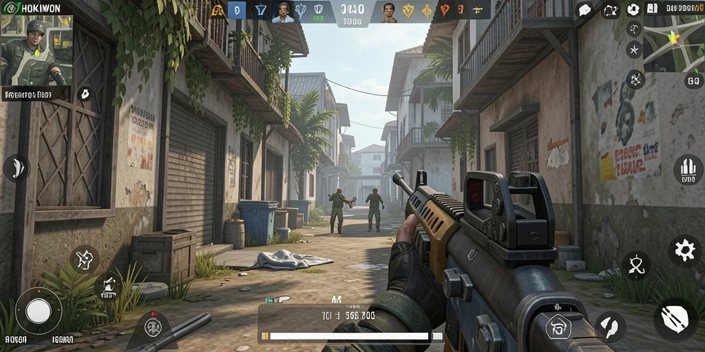 Tampilan gameplay seru HOKIWON dengan aksi tembakan intens.