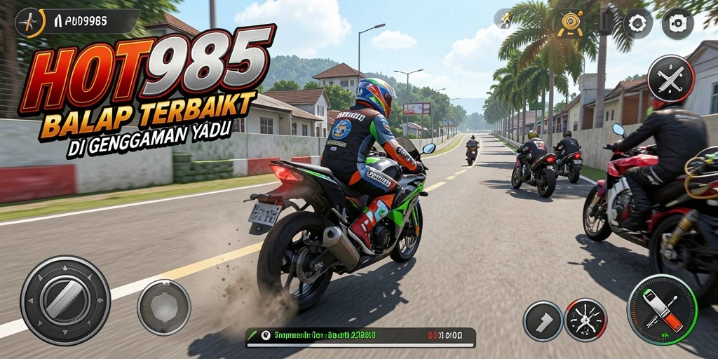 Tampilan menegangkan gameplay balap motor yang cepat dan penuh aksi.