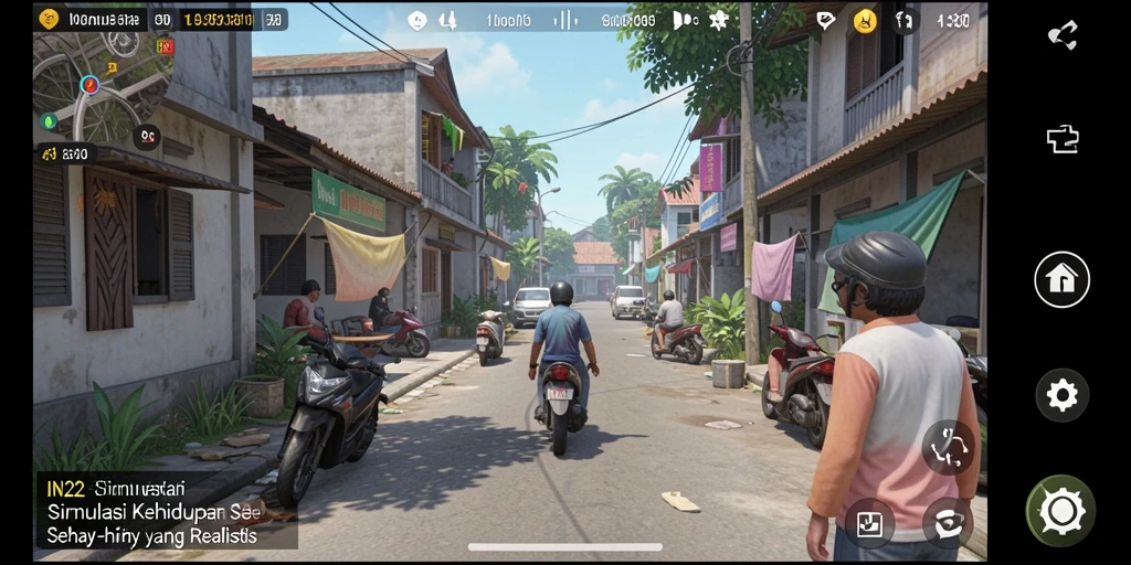 Gameplay IN22 yang menampilkan berbagai aktivitas kehidupan sehari-hari.