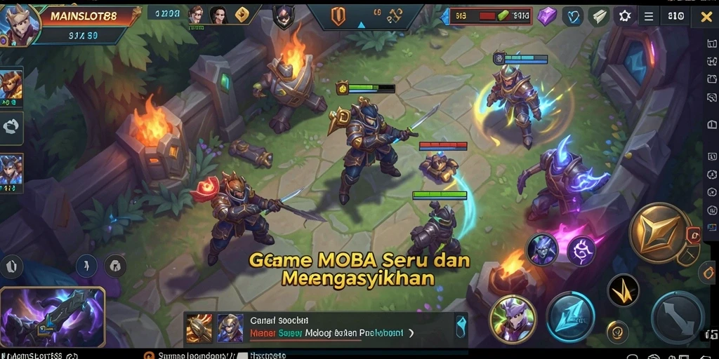 Tampilan gameplay MOBA yang seru dan dinamis di MAINSLOT88.