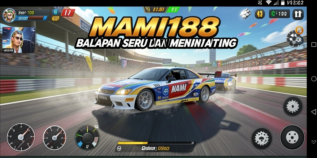Gameplay balapan seru dalam MAMI188 dengan trek menantang.