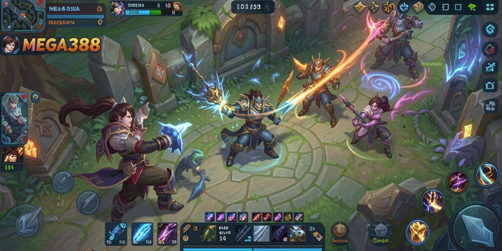 Tampilan aksi seru dalam permainan MOBA MEGA388.