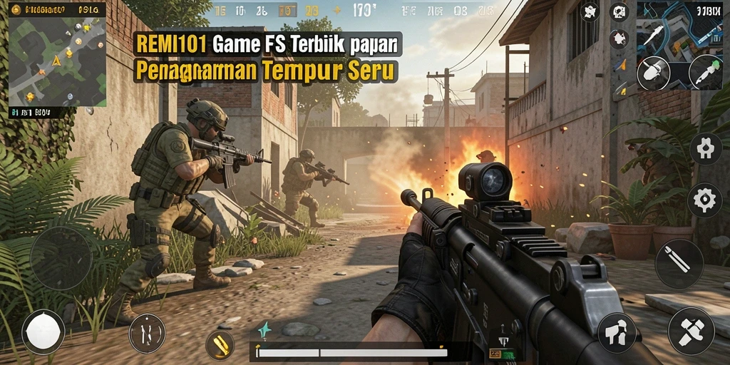 Tampilan gameplay intens REMI101 dengan aksi seru di medan perang.