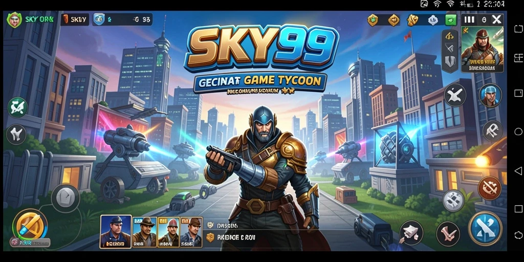Tangkapan layar gameplay <strong>SKY99</strong> menampilkan keseruan menata bisnis yang sukses.