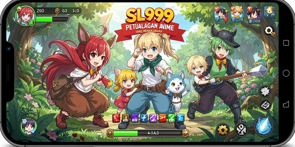 Tampilan gameplay SL999 yang epik dengan karakter anime